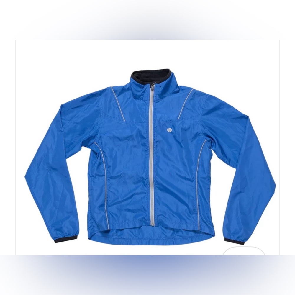 Pearl Izumi Cycling Jacket Lightweight Stow-Away Full Zip Blue Reflective Sz S